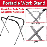 Garvee Soporte de Trabajo Ajustable y Plegable para Carrocería Capacidad 340kg Acero en X Plata
