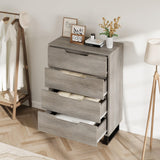 Garvee Comoda Vertical de Madera con Cuatro Cajones Amplios y Patas Metalicas Resistentes Diseno Moderno, Gris