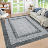 Garvee Alfombra Lavable Antideslizante y Resistente a Manchas Diseno Trenzado Pelo Corto para Sala, 120x170 cm Gris