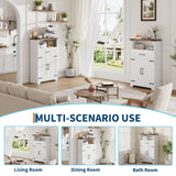 Garvee Armario de Baño Independiente de Melamina con Puertas y Cajón Mueble Auxiliar Compacto Blanco