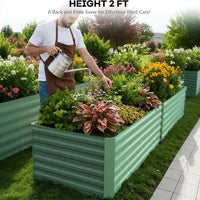 Garvee Juego de 2 Cajas de Jardín Elevadas Galvanizadas 244 × 122 × 61 cm, Metal Duradero, Altura 61 cm, Resistentes al Óxido, Fácil Ensamblaje, Ideal para Flores y Verduras