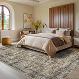 Garvee Alfombra Vintage Oriental Floral para Interior y Exterior Lavable Antideslizante Pelo Corto y Resistente a Manchas 160x230cm Marrón