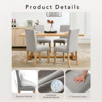 Garvee Set de 4 Sillas de Comedor Tapizadas en Tela Moderna Respaldo Ergonómico Curvado Patas de Madera Robusta para Cocina y Oficina Gris