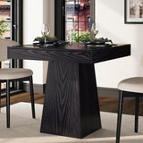 Garvee Mesa de Comedor Cuadrada de Madera MDF Compacta con Dos Cajones Base Pedestal Firme y Resistente a Marcas, Negro Madera