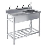 Garvee Fregadero Industrial Independiente de Acero Inoxidable 201 con Grifo y Escurridor 99x50x94cm Plata