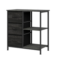 Garvee Archivador de 3 Cajones de Tela con Estantes Abiertos Soporte para Impresora Mueble Auxiliar de Oficina Negro