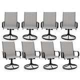 Garvee Juego de 8 Sillas de Comedor Giratorias para Exterior de Textilene Transpirable y Acero Marrón