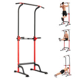 Garvee Torre de Potencia Multifuncional Estación de Dominadas Ajustable Acero Capacidad 150 kg Rojo - Rojo