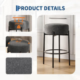 Garvee Juego de 4 Taburetes Altos Redondos sin Respaldo Estructura Metálica Resistente y Cómodos para Barra de Cocina 61cm Gris Oscuro