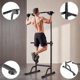 Garvee Torre de Potencia Multifuncional de Acero Ajustable Estación de Dominadas para Entrenamiento Negro