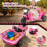 Garvee Coche Eléctrico de 3 Ruedas con Pala Frontal y Control Remoto para Niños 12V Rosa - Rosa