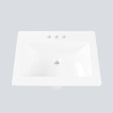 Garvee Lavabo de Baño Semiempotrado Rectangular de Cerámica Blanca Diseño Compacto Fácil Instalación con Rebosadero y 3 Orificios 54x45x17cm Blanco
