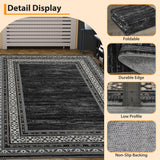 Garvee Alfombra Lavable de Poliéster con Base TPR Diseño Moderno Antideslizante para Salón o Dormitorio 160x230cm Negro