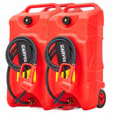Garvee Pack de 2 Bidones de Combustible Portátiles 60L con Ruedas Bomba Manual y Manguera Rojo
