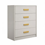 Garvee Comoda Vertical de MDF Resistente con Cuatro Cajones Amplios y Bordes Biselados, Blanco