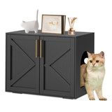 Garvee Mueble Oculto para Caja de Arena de Gatos de MDF y PB Armario Organizador para Mascotas Negro