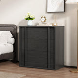 Garvee Cómoda Vertical Estrecha de MDF con 3 Cajones para Organización de Dormitorio Negro Relieve