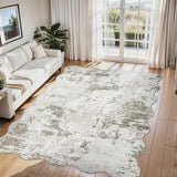 Garvee Alfombra Abstracta Minimalista de Poliester Lavable a Maquina Plegable y Antideslizante, 200x290 cm Beige Marron