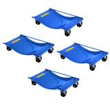 Garvee Juego de 4 Plataformas Rodantes para Vehículo Ruedas de Acero Resistente y Rieles Antideslizantes para Taller Capacidad 4535kg Azul