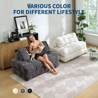 Garvee Sofá Cama Plegable 3-en-1 con Almohada y Espuma Desmenuzada, Tapizado en Corduroy Resistente a Mascotas, para Sala y Dormitorio, Beige Full, Versátil y Cómodo