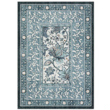 Garvee Alfombra Lavable Efecto Cachemira con Base TPR Diseño Floral Antideslizante para Salón 160x230cm Azul