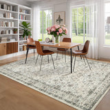 Garvee Alfombra Bohemia Vintage Lavable Tejido Suave Diseño Floral Resistente 200x290cm Beige - Beige