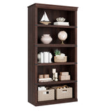 Garvee Estantería de Madera de 5 Niveles, Diseño Colonial, Alta Capacidad, 171 cm Alta, MDF y Marco de Madera, Estabilizador para Sala y Oficina - Marrón Rojizo