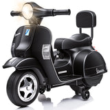 Garvee Moto Eléctrica Infantil Estilo Clásico Vespa 6V 4.5Ah con 3 Ruedas Seguras Faro LED y Música Scooter para Niños Negro - Negro