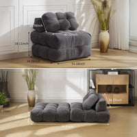 Garvee Sofá Cama Plegable Individual de Pana con Espuma Triturada, Reposacabezas Ajustable y Soporte Lumbar, Funda Lavable, para Sala y Dormitorio, Gris Oscuro