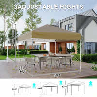 Garvee Carpa Plegable 300x300 cm Toldo Exterior Impermeable con Altura Ajustable y Estructura Metálica Caqui