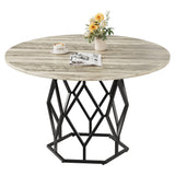 Garvee Mesa Redonda Industrial para Comedor Base de Hierro Resistente Capacidad 4 a 6 Personas para Cocina o Salón 120cm Negro y Gris