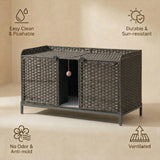 Garvee Mueble Oculto Doble de PE y Hierro para Caja de Arena de Gato con Ganchos 120x50x61cm Gris