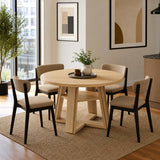 Garvee Mesa de Comedor Redonda de MDF para 2 a 4 Personas Base de Madera Robusta Color Natural