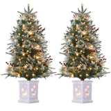 Garvee Arbol de Navidad Artificial con Luces LED Calidas Base Iluminada y Ramas Nevadas Temporizador, 90 cm Verde