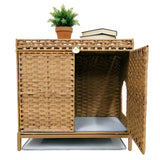Garvee Mueble Oculto Cubre Arenero para Gatos de Ratan PE con Marco de Hierro Ventilado, Color Natural