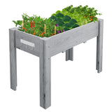 Garvee Jardinera Elevada Ergonómica de Madera con Patas Ganchos y Forro para Verduras 119x76x57cm Gris - Gris