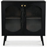Garvee Aparador Contemporáneo de PB con 2 Puertas de Vidrio Texturizado Mueble Multifuncional para Salón o Pasillo Negro