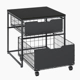 Garvee Soporte Elevador Multifuncional para Nevera en Metal y Madera Resistente Soporta 136 kg, 55x55 cm Negro