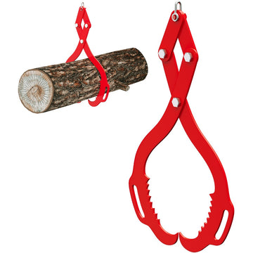 Garvee Pinzas para Troncos 81.28 cm , Garra Serrada Doble, Acero Resistente, Mango Antideslizante, Compatible con Tractores y Camiones, Capacidad 997.9 kg , Roja