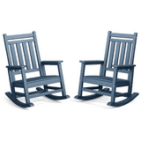 Garvee Set de 2 Mecedoras de Exterior en HDPE con Respaldo Alto, Capacidad de 158 kg, Azul Marino - Azul Marino