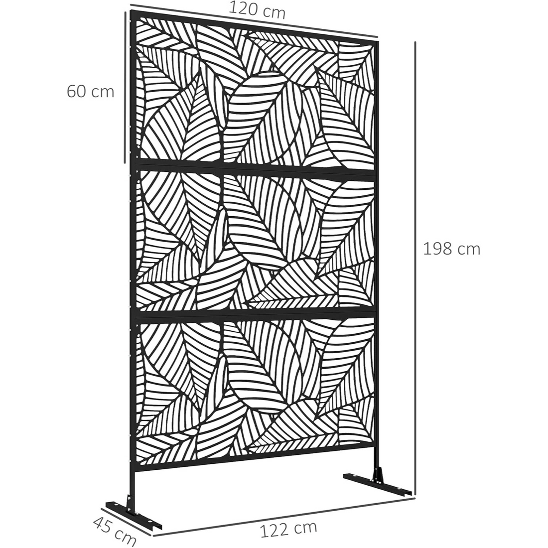 Garvee Pantalla de Privacidad de 120x183 cm de Acero Galvanizado para Separación de Espacios Negro