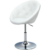 Garvee Taburete de Bar Ajustable con Giro 360° y Tapizado Capitoneado Blanco, Base Cromada Estable, Altura 77-91 cm, Cocina y Barra en Casa - Blanco