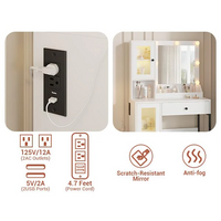 Garvee Tocador de Maquillaje con Espejo LED y Puertos USB para Dormitorio Elegante MDF Robusto Grande Blanco