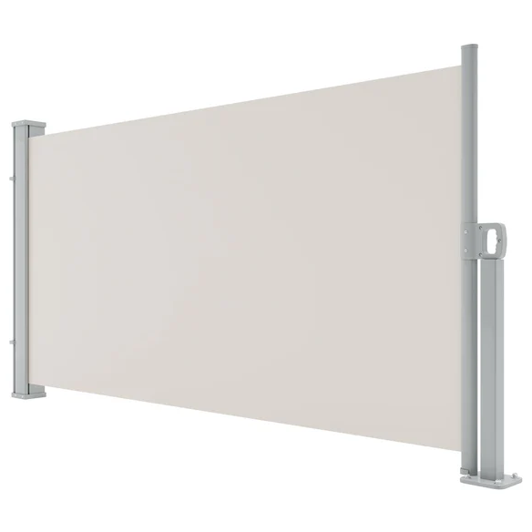 Garvee Toldo Lateral Retráctil 180x350 cm Pantalla de Privacidad para Patio y Balcón con Marco Metálico Impermeable Beige