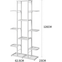 Garvee Estantería para Plantas de Interior Multicapa 7 Niveles Hierro Antioxidante Diseño Escalonado Ahorro de Espacio 62.5x23x126 cm Blanco
