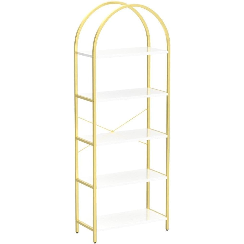 Garvee Estantería Garvee Regal Gold de metal con 5 niveles para sala de estar y estudio, 180 cm con acabado de mármol