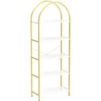 Garvee Estantería Garvee Regal Gold de metal con 5 niveles para sala de estar y estudio, 180 cm con acabado de mármol