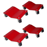 Garvee Plataformas Rodantes de Alta Resistencia con Frenos Integrados para Mover Vehículos, Acero Negro - Rojo