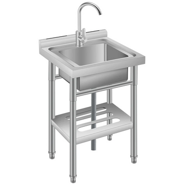 Garvee Fregadero Utilitario de Acero Inoxidable 201 de 50x50x80 cm Fregadero de un Seno con Grifo y Estante de Almacenamiento Inferior para Lavandería, Garaje y Taller, Plata