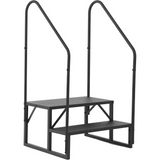 Garvee Escalera para RV de 2 Pasos con Pasamanos Ergonómico, Capacidad 299 kg, Acero Aleado Resistente, Panel Antideslizante, Portátil para Casas Móviles y Exteriores - Doble Pasamanos